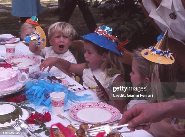 Fifth birthday of the Infanta Cristina, daughter of the Spanisch Kings, in Zaruela Palace. Crown Prince Felipe, the Infanta Cristina and the Infanta...