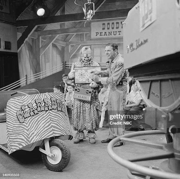 Pictured: Lew Anderson as Clarabell the Clown, Bob Smith as host Buffalo Bob Smith -- Photo by: NBCU Photo Bank