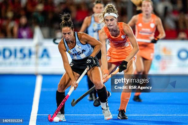 Yibbi Jansen of Netherlands, Rocio Sanchez of Argentina during the FIH Hockey Women's World Cup 2022 Final match between Netherlands and Argentina at...