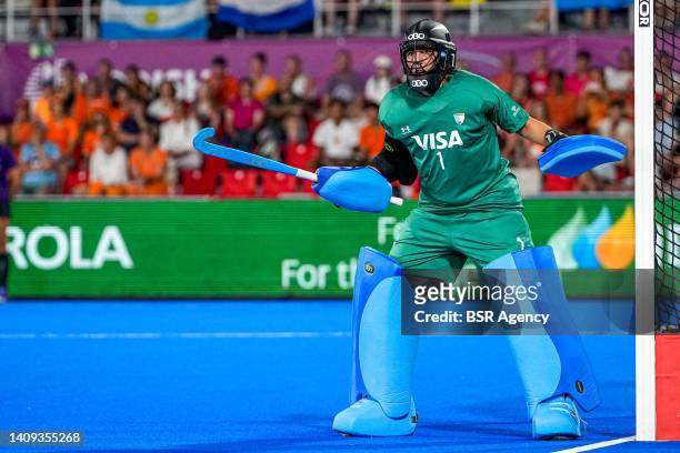 Goalkeeper Belen Succi of Argentina during the FIH Hockey Women's World Cup 2022 Final match between Netherlands and Argentina at the Estadi Olímpic...