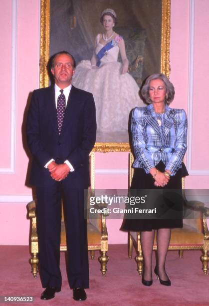 The Spanish Kings Juan Carlos and Sofia during their visit to New Zealand, 20th June 1988, Wellington, New Zealand.
