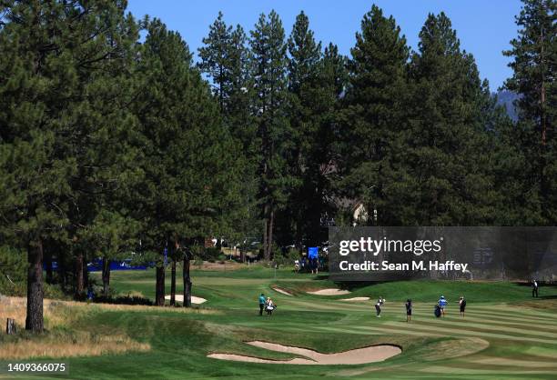 Cameron Davis of Australia plays a shot to the ninth hole during the final round of the Barracuda Championship at Tahoe Mountain Club on July 17,...