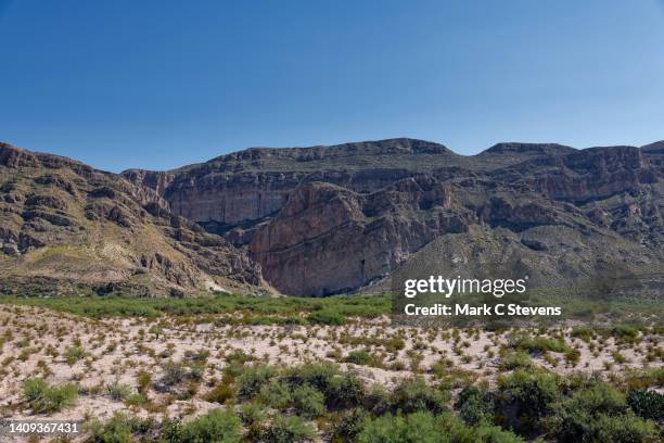 a distant view of the boquillas canyon from an overlook - trans-pecos stock pictures, royalty-free photos & images