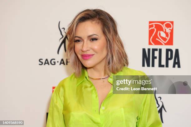 Alyssa Milano attends Launch of Actors & Athletes: Unions for Democracy at Jean-Georges Beverly Hills on July 17, 2022 in Beverly Hills, California.