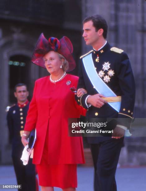 The Crown Prince Felipe and his aunt the Infanta Pilar, sister of Spanish King Juan Carlos, at the wedding of the Infanta Cristina, 4th October 1997,...