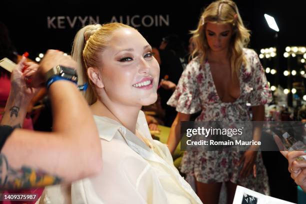 Hayley Hasselhoff prepares backstage at the Life By Style Collective Featuring KB Swim, LainSnow, Megan Mae, MIB, Origin Of Oceans during Paraiso...