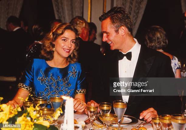 The Infanta Cristina, daughter der the Spanish Kings, and her groom Inaqui Urdangarin at the gala dinner the night before their wedding, Third...