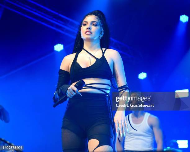 Mabel performs on stage at Somerset House on July 17, 2022 in London, England.