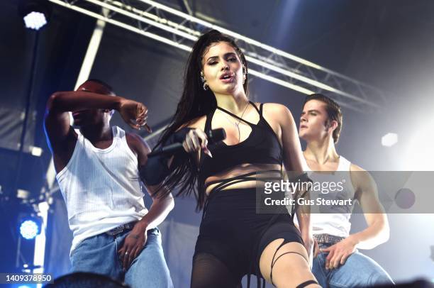 Mabel performs on stage at Somerset House on July 17, 2022 in London, England.