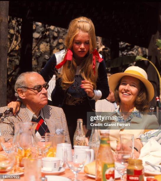 Princess Gunilla von Bismarck with his father, Prince Otto von Bismarck and his mother Princess Ana Maria in Marbella Malaga, Spain.