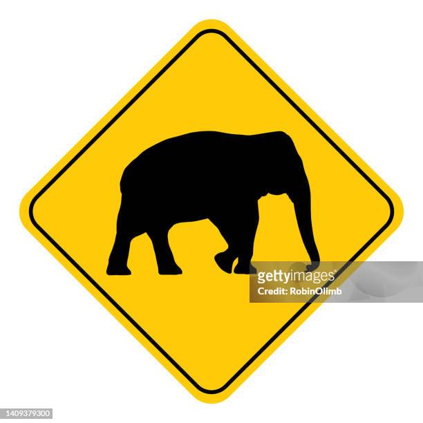 stockillustraties, clipart, cartoons en iconen met elephant road sign - animal trunk