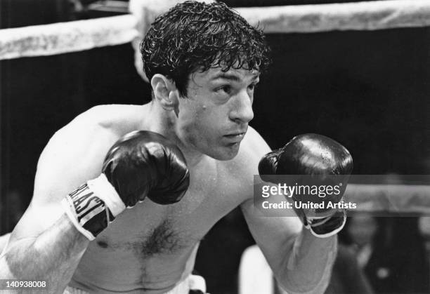 American actor Robert De Niro as boxer Jake LaMotta in a scene from 'Raging Bull', directed by Martin Scorsese, 1980.