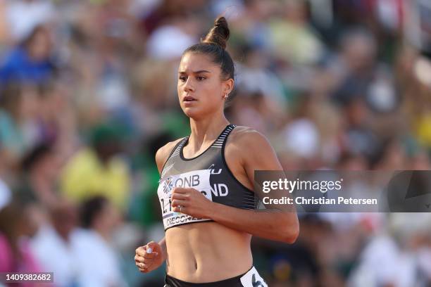 Zoe Hobbs of Team New Zealand competes in the Women's 100m Semi-Final on day three of the World Athletics Championships Oregon22 at Hayward Field on...