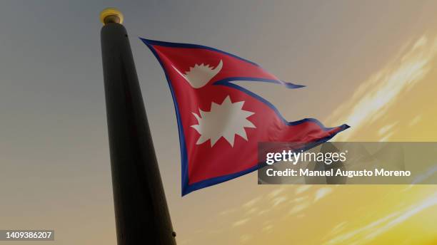 flag of nepal - nepal flag stock pictures, royalty-free photos & images