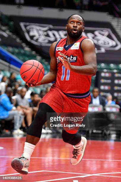 Jeremy Pargo of the Triplets drives toward the hoop against the 3 Headed Monsters during the game in BIG3 Week 5 at Comerica Center on July 17, 2022...