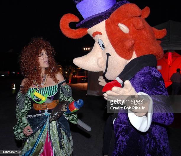 Actress Jamie Lee Curtis compares her Halloween costume with Willy Wonka at the annual Dream Halloween fundraiser at the Santa Monica Airport,...