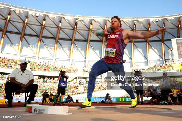 Ryan Crouser of Team United States competes in the Men's Shot Put Final on day three of the World Athletics Championships Oregon22 at Hayward Field...