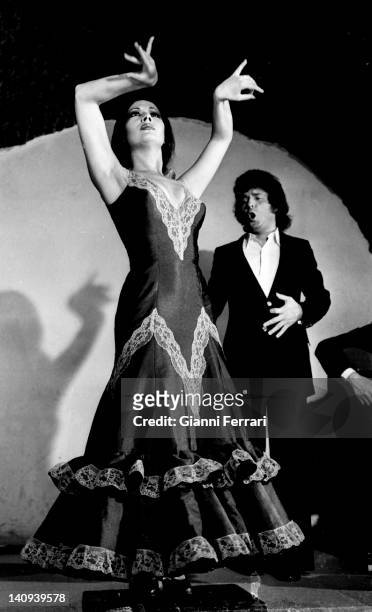 The flamenco dancer Sara Lezana, 1977 Madrid, Spain.