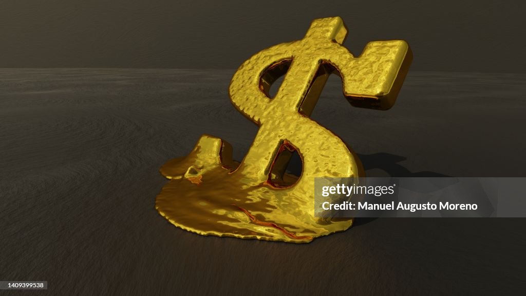 Melting US dollar sign