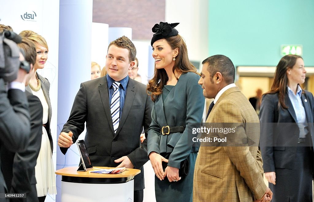Queen Elizabeth II, Prince Philip, Duke Of Edinburgh And Catherine, Duchess Of Cambridge Visit Leicester