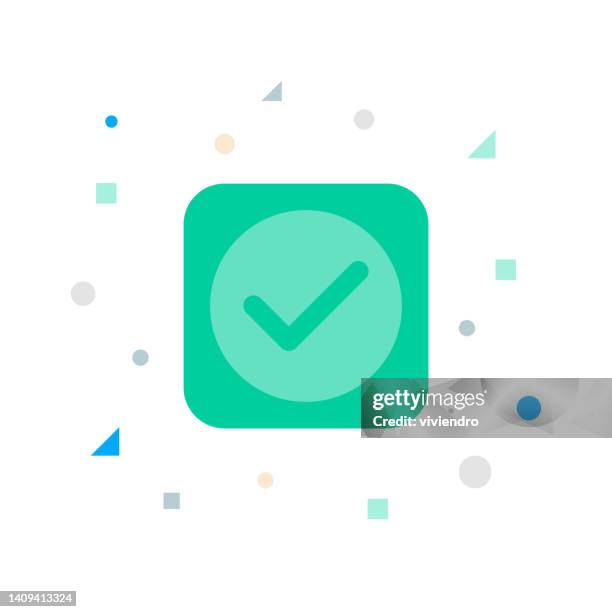 check mark flat icon - receiving check stock illustrations