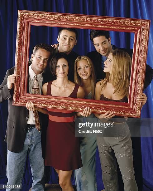 Matthew Perry as Chandler Bing, Matt Le Blank as Joey Tribbiani, David Schwimmer as Ross Geller, Jennifer Aniston as Rachel Green, Lisa Kudrow as...