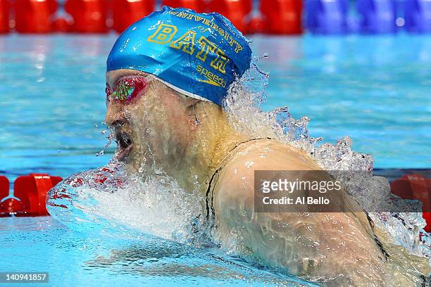 Stacey Tadd of University of Bath SC competes in the Women’s 200m Breaststroke Final during day six of the British Gas Swimming Championships at The...