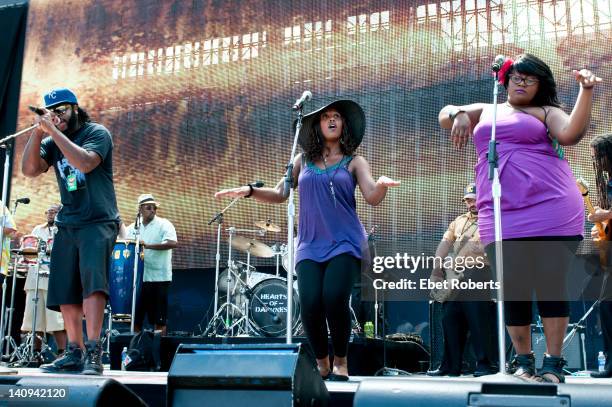 Lez Izmore, Miko Spears , Brandy Gordon and Rachel Christia of Hearts of Darkness performing at the Farm Aid Concert at the Livestrong Sporting Park...