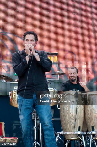 Mickey Raphael and Tato Melgar performing with Lukas Nelson and Promise of the Real at the Farm Aid Concert at the Livestrong Sporting Park in Kansas...