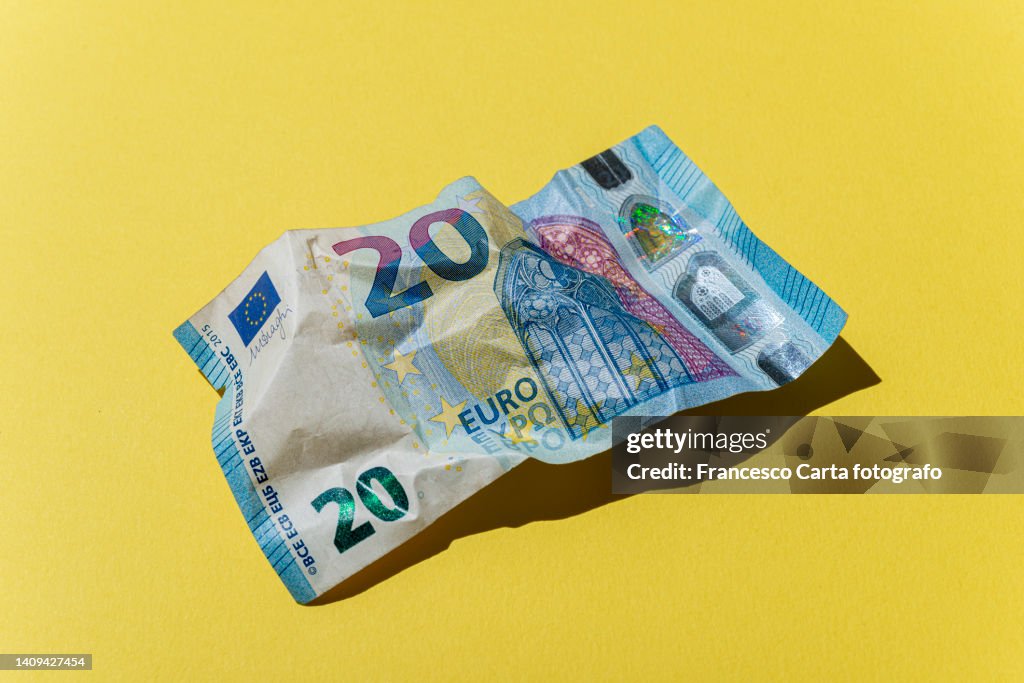 Crumpled 20 euro note