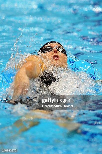 Stephanie Proud of Chester Le-Street SC competes in the Women’s 200m Backstroke Semi Final 2 during day six of the British Gas Swimming Championships...