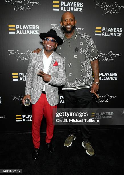 Actor Guy Torry and CC Sabathia attend the Players Alliance's "Game Changers Celebration" black carpet event at The GRAMMY Museum on July 17, 2022 in...