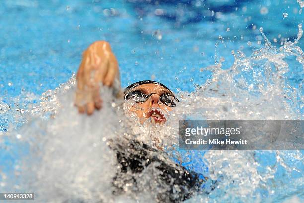 Stephanie Proud of Chester Le-Street SC competes in the Women’s 200m Backstroke Semi Final 2 during day six of the British Gas Swimming Championships...