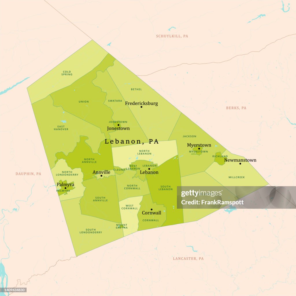 PA Lebanon County Vector Map Green