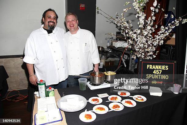 The Franks of Frankies' 457 Spuntino attend the 2012 Great Googa Mooga Festival press conference at The Bowery Ballroom on March 8, 2012 in New York...