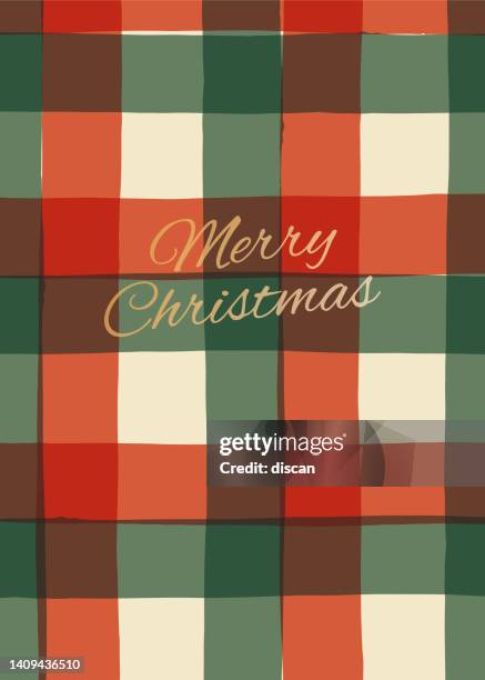 christmas greeting card with stripes. - christmas tartan stock illustrations