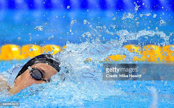 Amy Smith of Loughborough University S & WPC competes in the Women’s 100m Freestyle Final during day six of the British Gas Swimming Championships at...