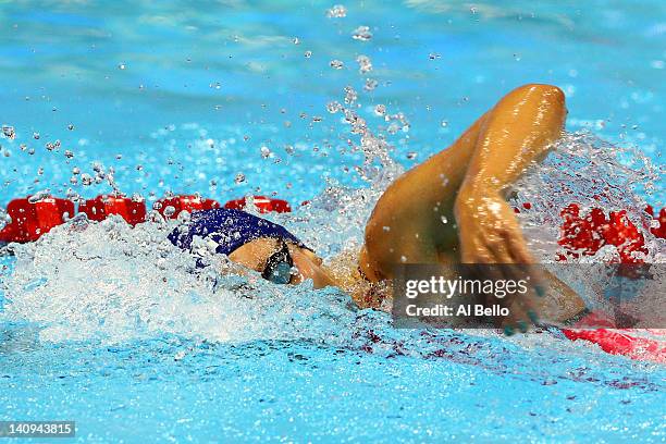 Francesca Halsall of Loughborough University S & WPC competes in the Women’s 100m Freestyle Final during day six of the British Gas Swimming...