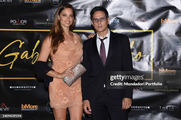 Clizia Fornasier and Attilio Fontana on the black carpet of the party for the 50th anniversary of Gabriel Garko at Palazzo Brancaccio. Rome , July...