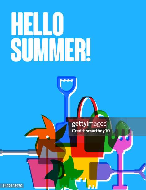 hello summer - paper windmill stock illustrations