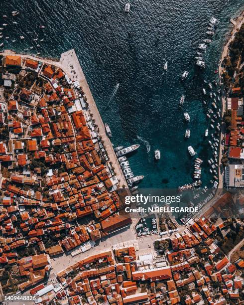 aerial shot hvar - hvar croatia stock pictures, royalty-free photos & images