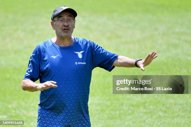 Lazio head coach Maurizio Sarri during the SS Lazio training session on July 18, 2022 in Auronzo di Cadore, Italy.