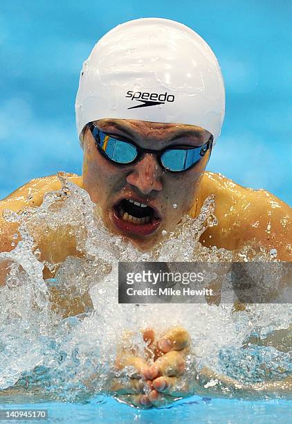 Leuan Lloyd of City of Cardiff competes in the Men’s 200m Individual Medley Final during day six of the British Gas Swimming Championships at The...