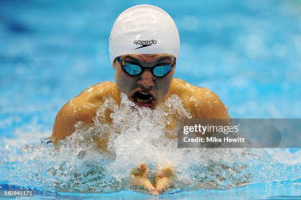 Leuan Lloyd of City of Cardiff competes in the Men’s 200m Individual Medley Final during day six of the British Gas Swimming Championships at The...