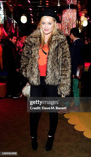 Laura Whitmore attends the launch of Swedish fashion brand Monki's new Carnaby Street flagship store on March 8, 2012 in London, England.