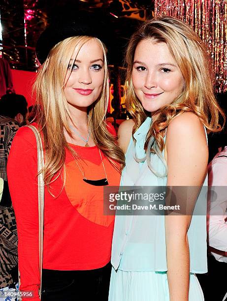 Laura Whitmore and Amber Atherton attend the launch of Swedish fashion brand Monki's new Carnaby Street flagship store on March 8, 2012 in London,...