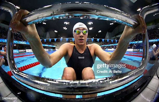 Elizabeth Simmonds of Loughborough University S & WPC competes in the Women’s 200m Backstroke Semi Final 2 during day six of the British Gas Swimming...