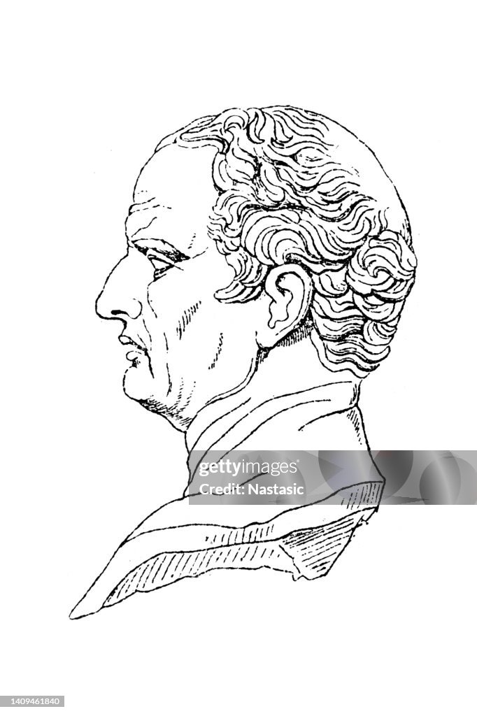 Marcus Tullius Cicero (106 BC - 43 BC), Roman philosopher, politician, lawyer, orator, political theorist, consul and constitutionalist. He was one of the greatest orators and prose stylists in Rome