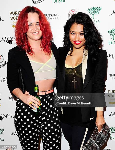 Etta Bond and Vanessa White attend the launch of Swedish fashion brand Monki's new Carnaby Street flagship store on March 8, 2012 in London, England.