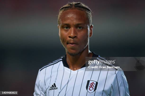 Bobby Reid of Fulham looks on during the Trofeu do Algarve match between Fulham and SL Benfica at Estadio Algarve on July 17, 2022 in Faro, Portugal.